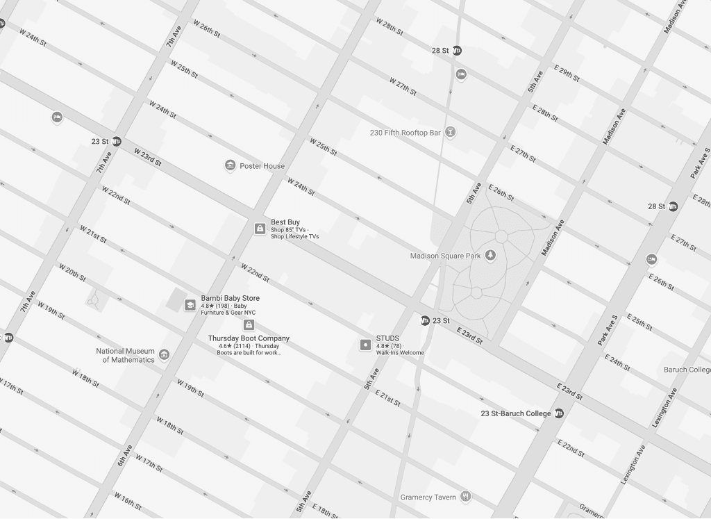 Map of Iron 23 in Flatiron, Manhattan